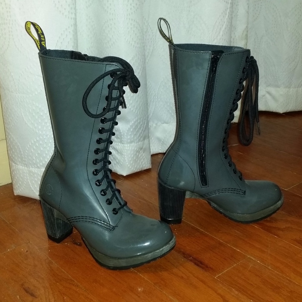 Dr. Martens Dee patent leather boots, Gray